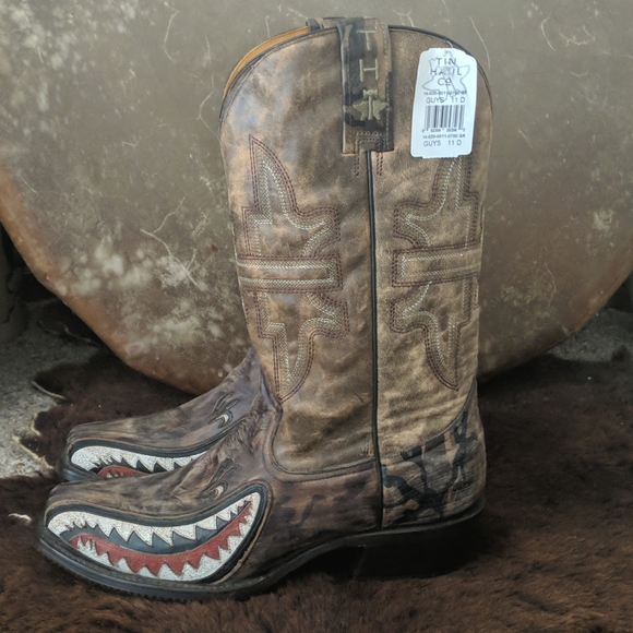 TIN HAUL "Sharky" Bomber Girl Pin-up cowboy western square toe boots NWT 11D - Picture 4 of 16